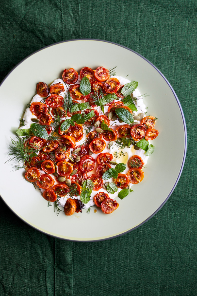 Feta with baked chili and cherry tomatoes