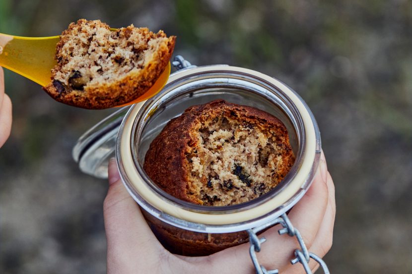 Banana cake in a jar