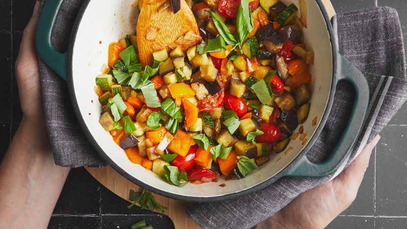 Vegetable stew with zucchini and eggplant